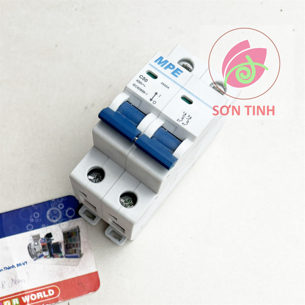 Mcb 2p 2 pha cb đôi tép 2 cực áp tô mát aptomat atomat 32a 40a 50a 63a 4.5ka 6ka 10ka mpe