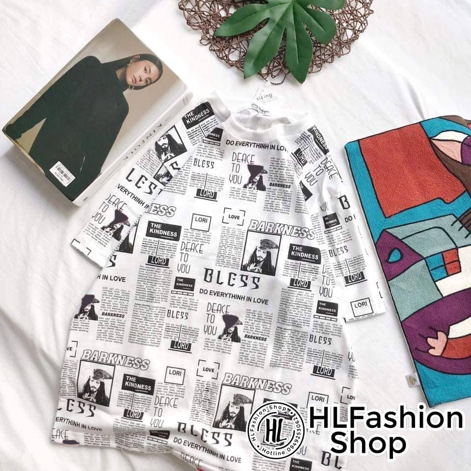 Áo thun tay lỡ form rộng tờ báo BLESS siêu xinh