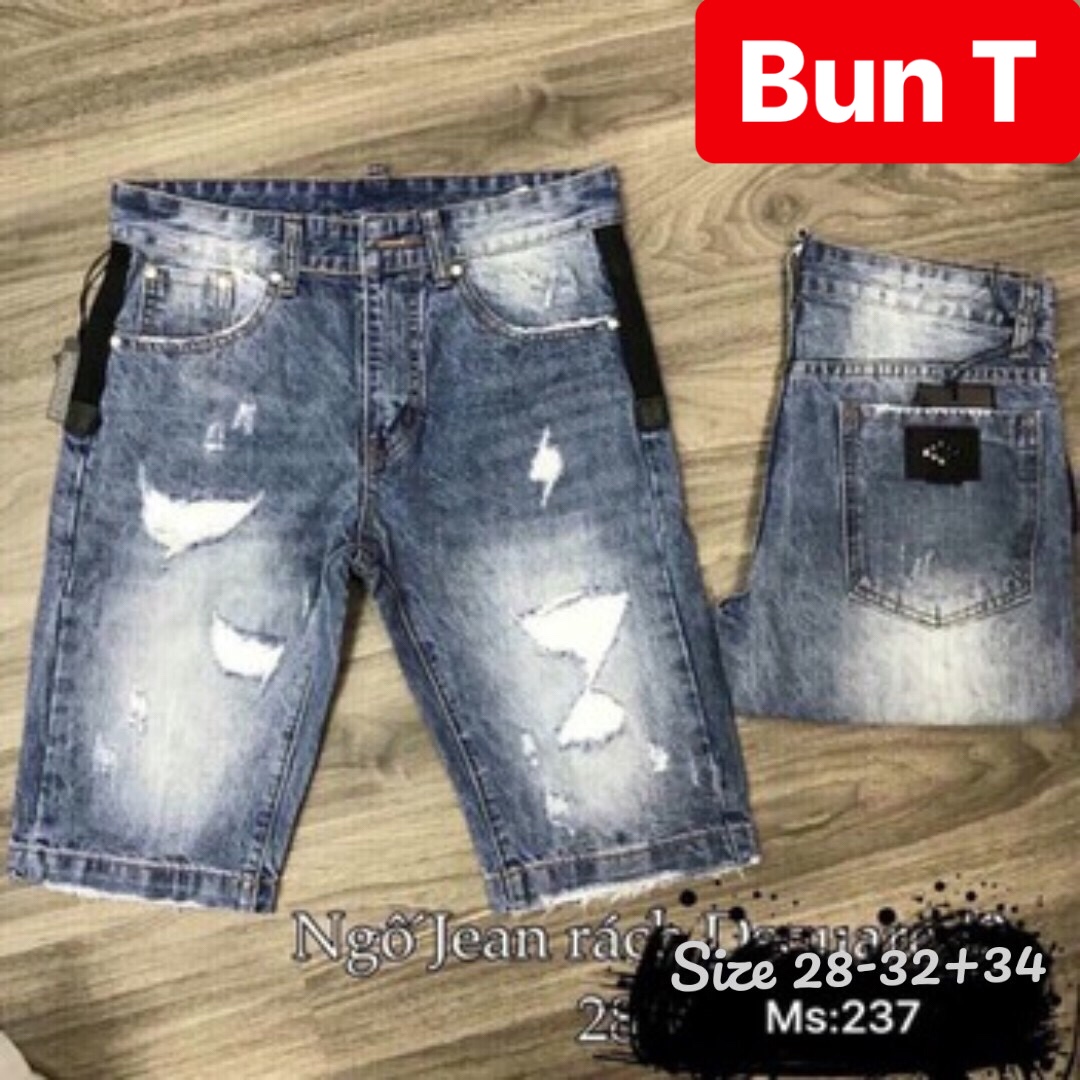 QUẦN SHORT SỌT LỬNG JEAN NAM CHẤT BÒ XANH WASH DÂY, CO GIÃN NHẸ THÁI LAN TT-237 TRANG BUN FASHION
