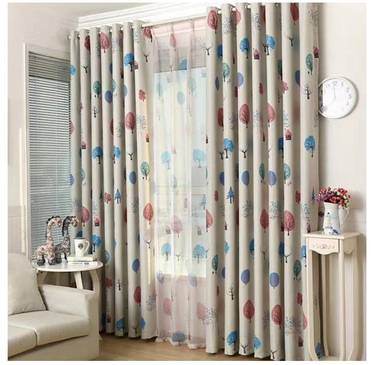 Rèm vải dày treo cửa chống nắng tốt 99% (có sẵn khoen) - CÂY TRÁI TIM VÀNG