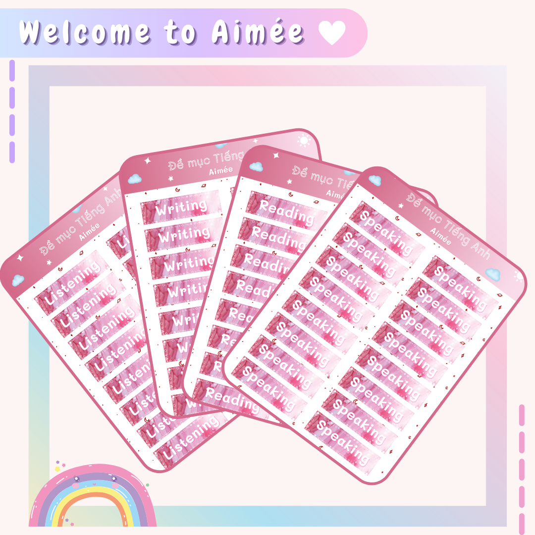 Set 4 Tấm Sticker Đề Mục Tiếng Anh | Aimée