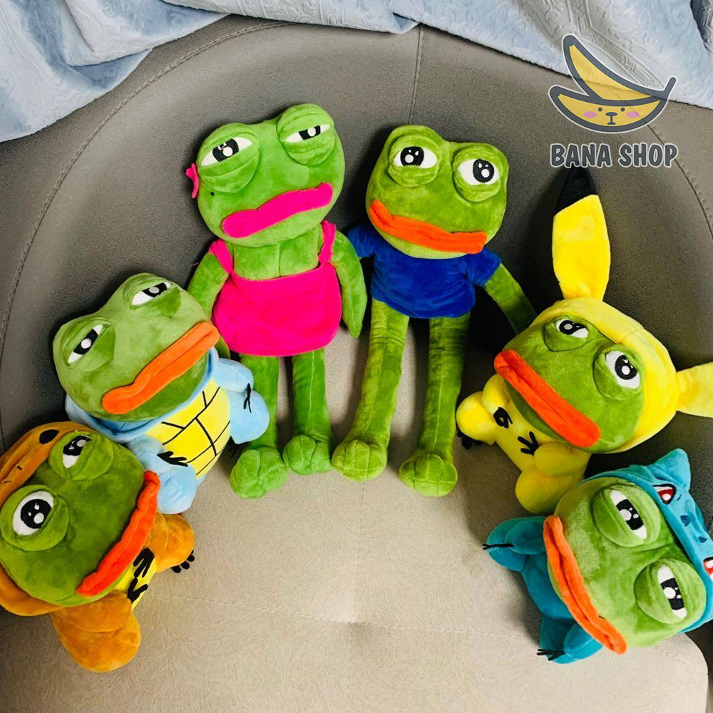 Gấu bông ếch xanh sad frog Pepe cosplay Pokemon rùa khủng long Squirtle Charmander siêu bựa dành cho vozer