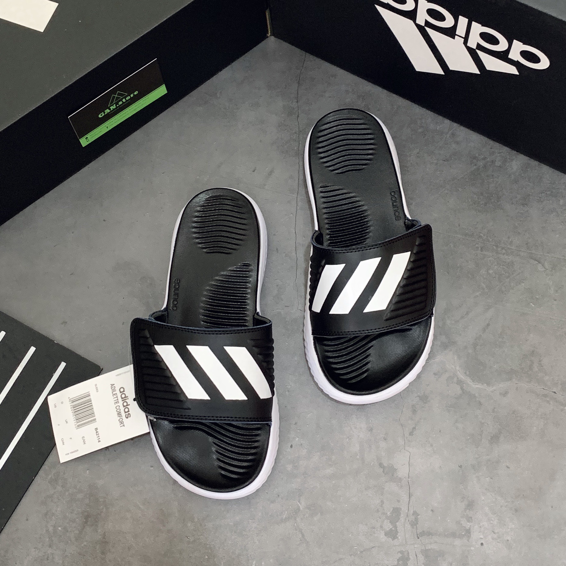 DÉP ADIDAS ALPHABOUNCE ĐEN TRẮNG - FULLBOX TEM TAG - HCM
