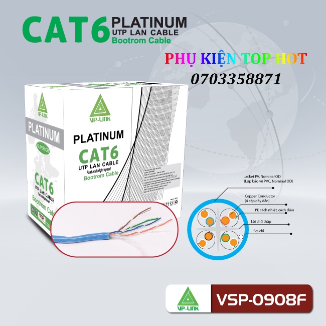 Cáp mạng UTP CAT6 bootrom 0908F 305m