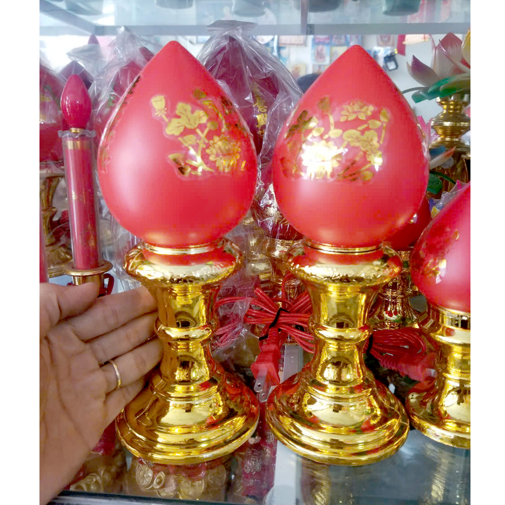 [HCM]Cặp đèn đào cắm điện đặt bàn thờ-Nhiều cỡ