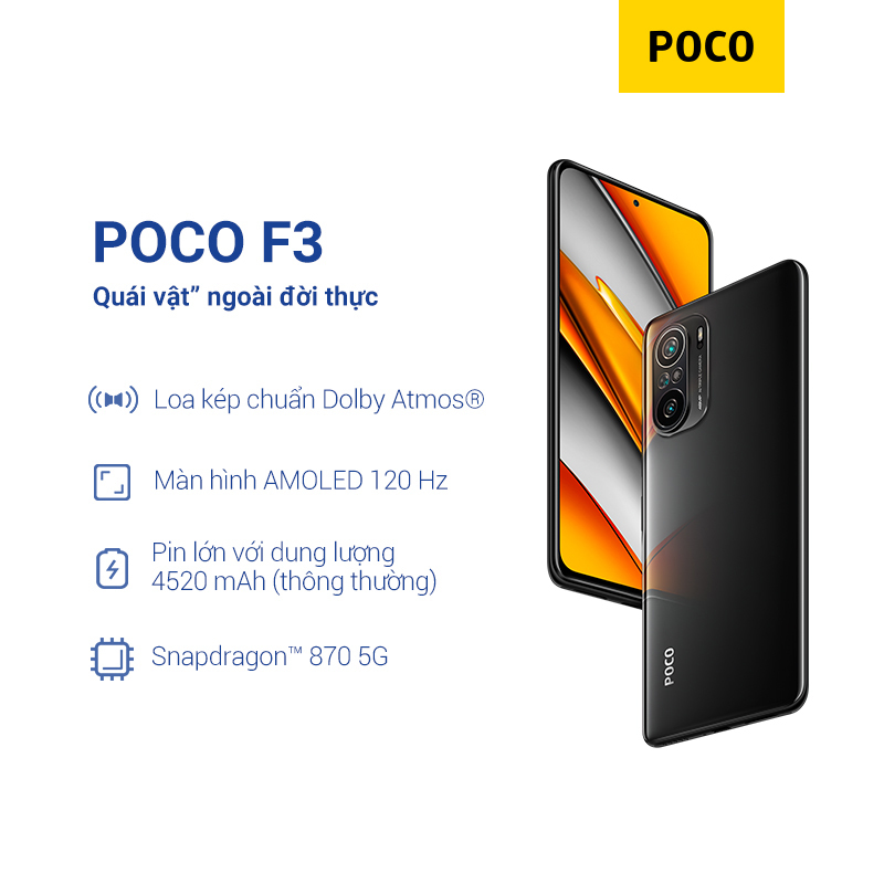 Điện thoại POCO F3 (6GB/128GB  8GB/256GB) - Hỗ trợ 5G  Chip Snapdragon 870