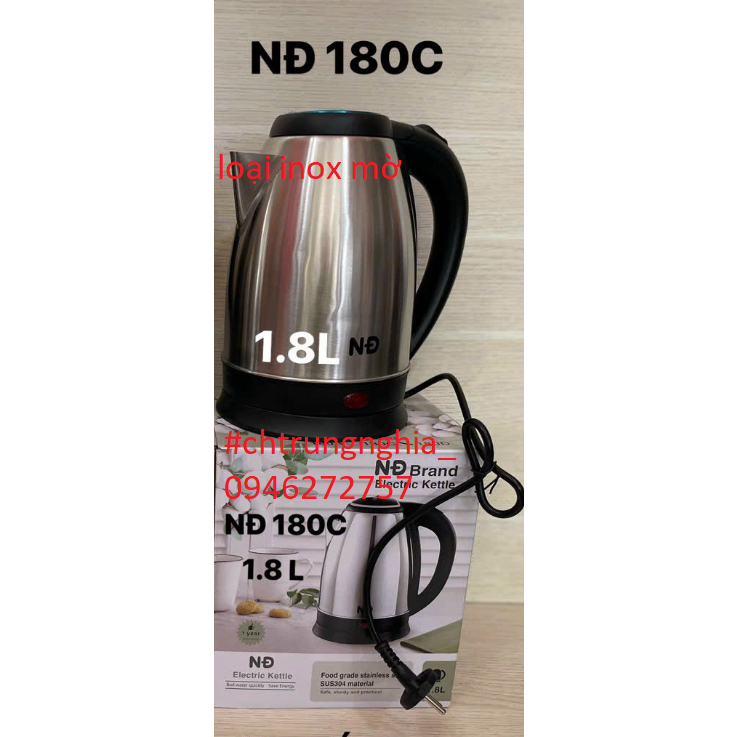Bình đun nước siêu tốc / ấm đun siêu tốc inox cao cấp 1.8L 2L