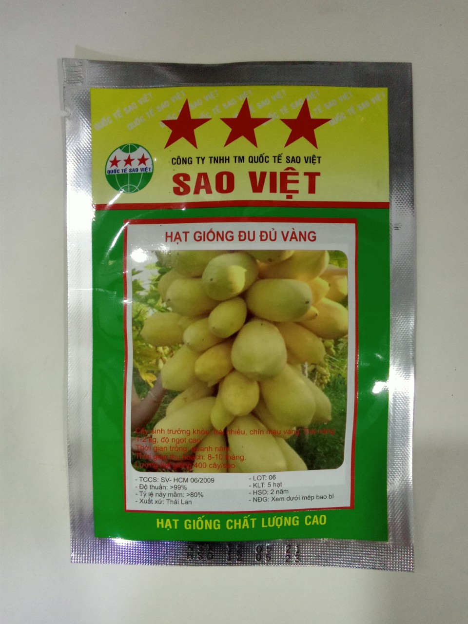 Hạt giống đu đủ vỏ vàng - gói 5 hạt