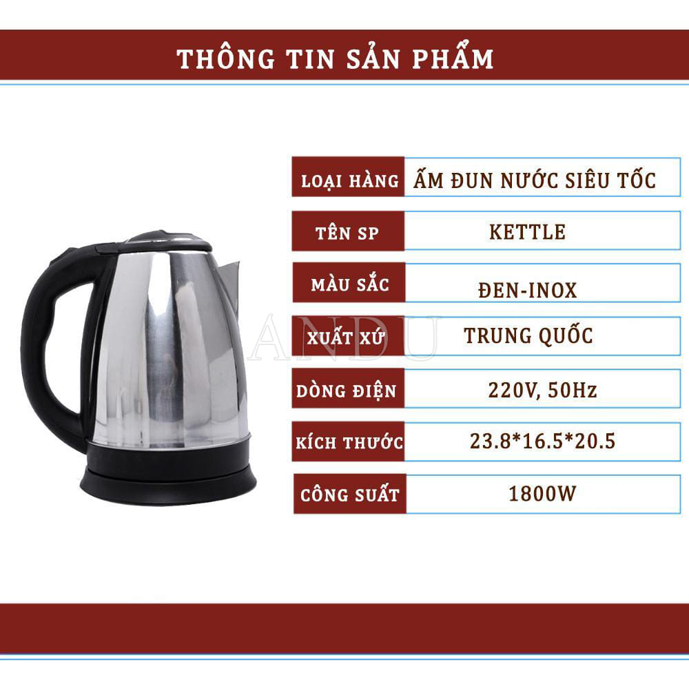 Ấm đun siêu tốc, Bình đun nước siêu tốc 1.8L - Bảo Hành 1 Năm - Ấm đun siêu tốc- An toàn cho mọi gia đình, ấm đun nước siêu tốc, âm nước siêu tốc thái lan, bình đun nước giữ nhiệt
