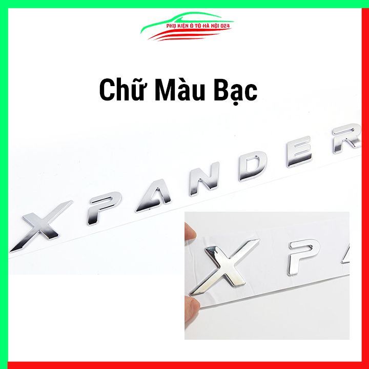 Tem dán capo xe ô tô chữ nổi 3D XPANDER, mặt sau logo chữ nổi có keo dính chắc chắn, màu đỏ/bạc/đen