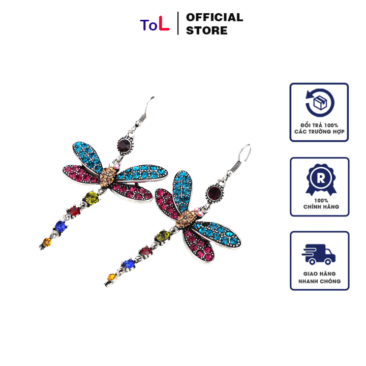 [FreeShip Max] Hoa Tai Chuồn Chuồn Đỏ - HT001