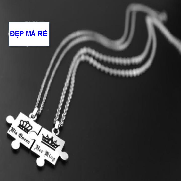 (Gift 01 bangles) necklaces couple stainless steel đẹp that cheap 2 pieces made his Queen her King price sale as above is 1 pair as picture-commitment 1 Đổi 1 if Hoen, rust