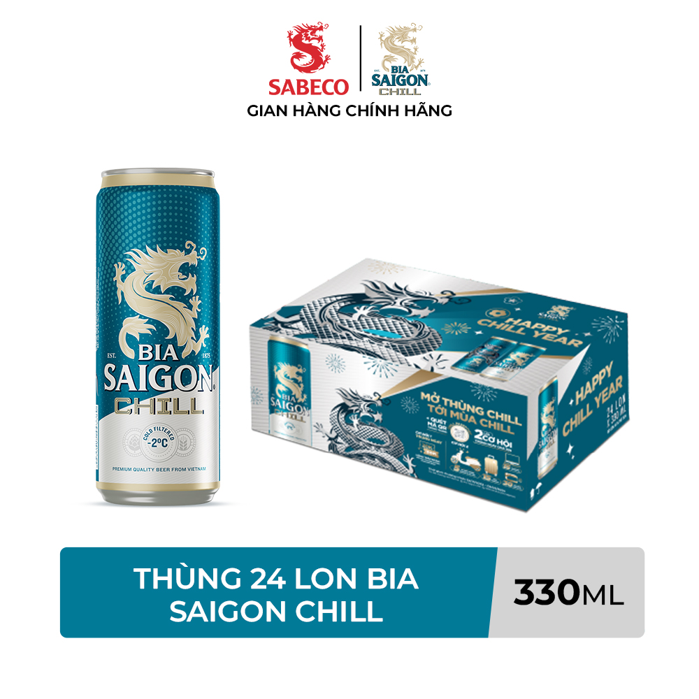 [KHU VỰC HÀ NỘI] Thùng 24 lon Bia Saigon Chill - 330ml/lon