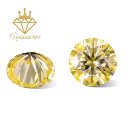 (Size 4.5 ly) Kim cương nhân tạo Moissanite giác cắt tròn màu vàng vivid