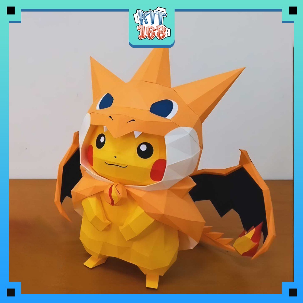 Mô hình giấy Anime Game Pokemon Pika.chu cosplay Charizard