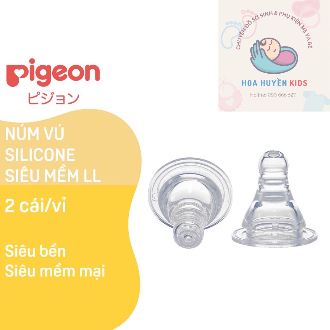 Núm vú pigeon cổ hẹp siêu mềm plexible size s / m / l / y vỉ 2 cái hàng chính hãng