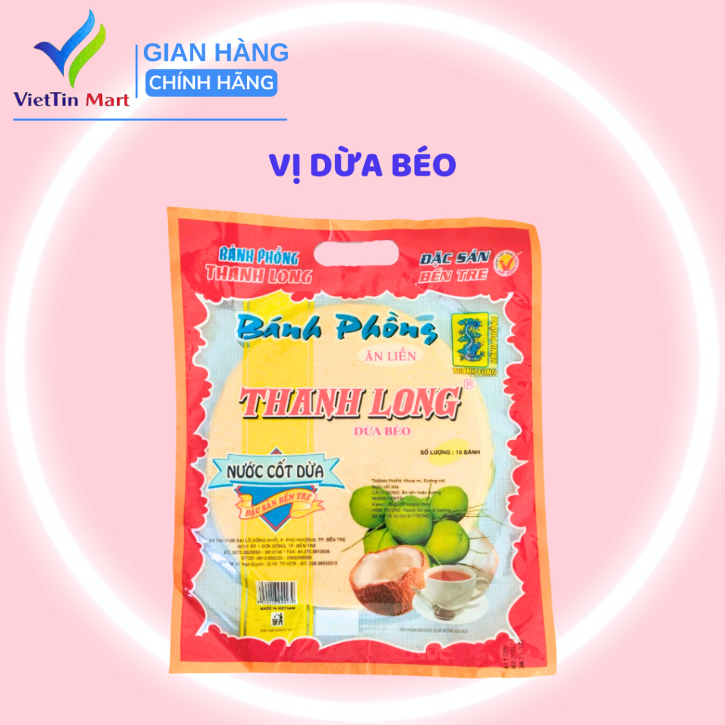 Bánh phồng sữa cốt dừa Thanh Long-Bến Tre (bịch 10c)