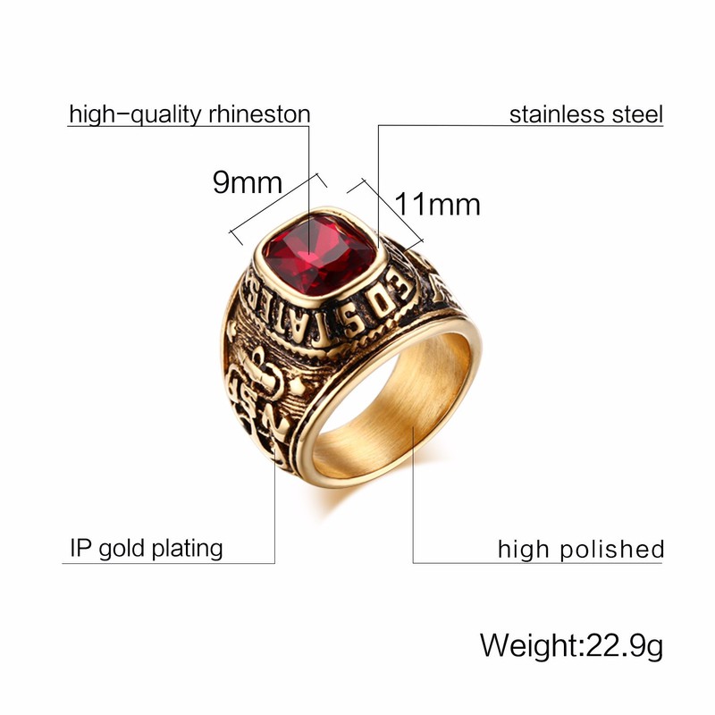 Nhẫn quân đội Mỹ titanium mạ vàng