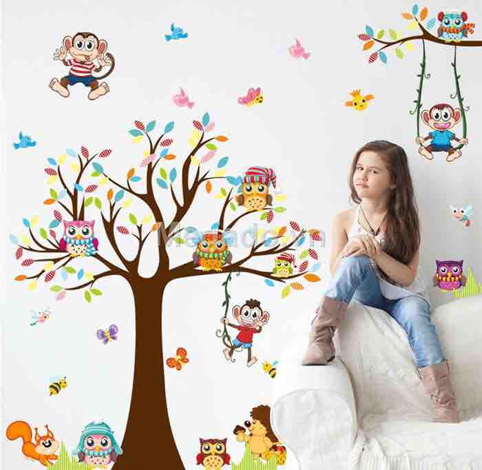 Decal tranh dán tường những chú khỉ
