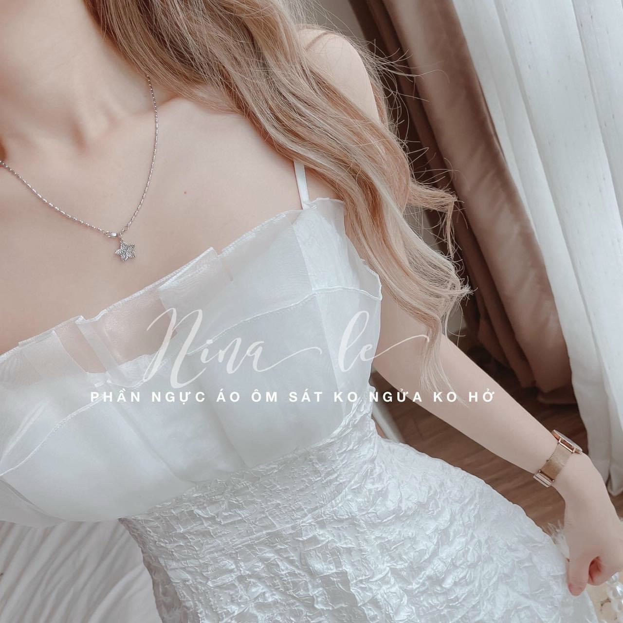 Đầm Xốp 2 Dây Phối Voan Kiến