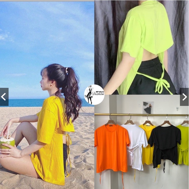 Áo thun kiểu form rộng hở lưng cột dây siêu hot
