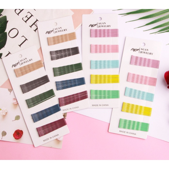 Set Kẹp tóc - Kẹp tăm nhiều màu sắc (40 chiếc/vỉ)