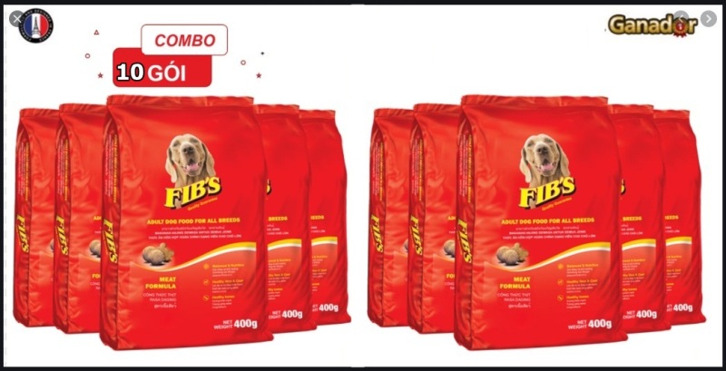 [ COMBO 10 Gói] Thức ăn hạt cho Chó trưởng thành. Fibs- 400g gói. TC 4kg.