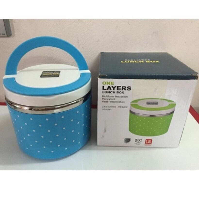 CẶP LỒNG GIỮ NHIỆT 1 TẦNG CHẤM BI (GIAO MÀU NGẪU NHIÊN)