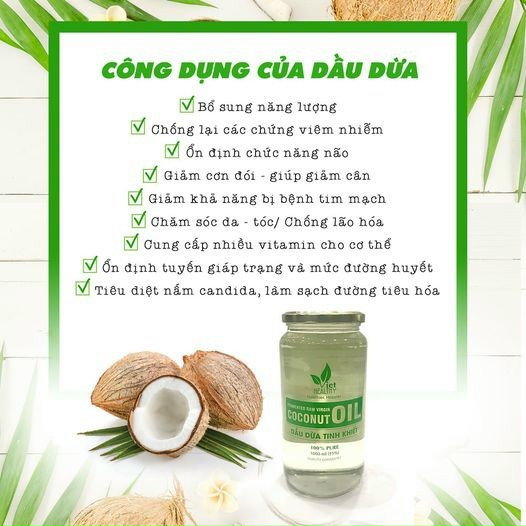 Dầu dừa (túi) nguyên chất Viet Healthy 1000ml