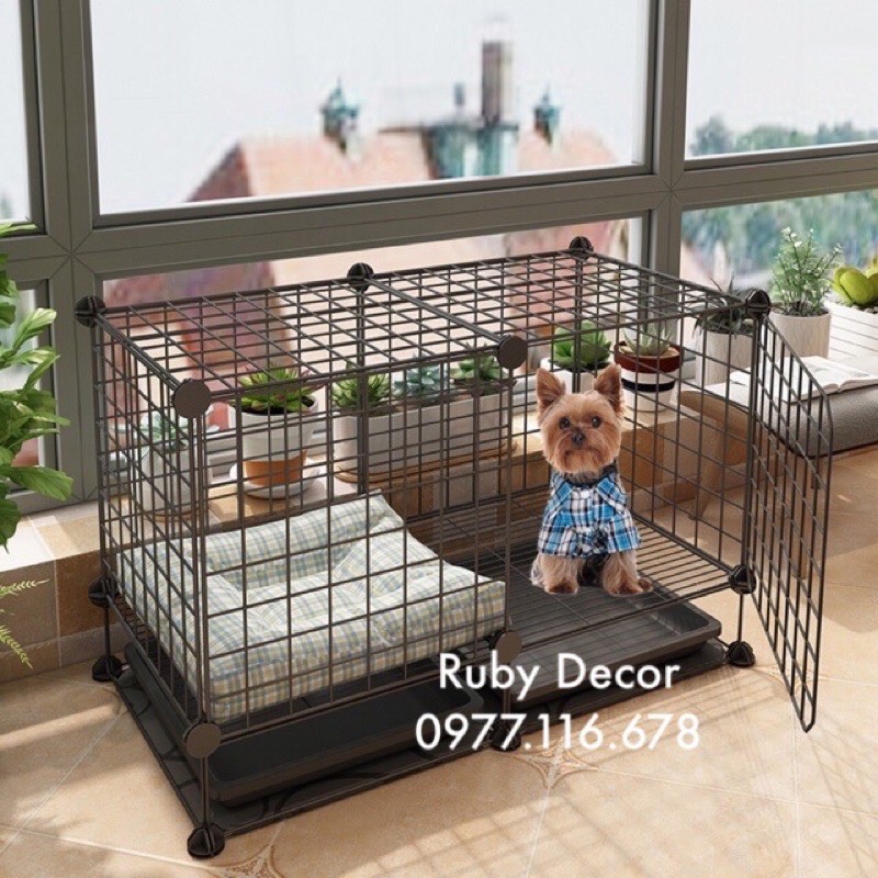 Lồng chuồng quây chó mèo - thú cưng-pet có chân đế kèm khay vệ sinh
