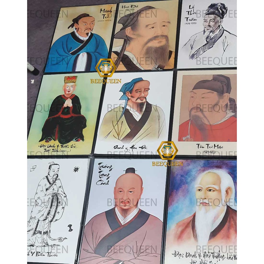 Tranh phục chế bản vẽ tay tượng danh y tuệ tĩnh - danh y nguyễn bá tĩnh