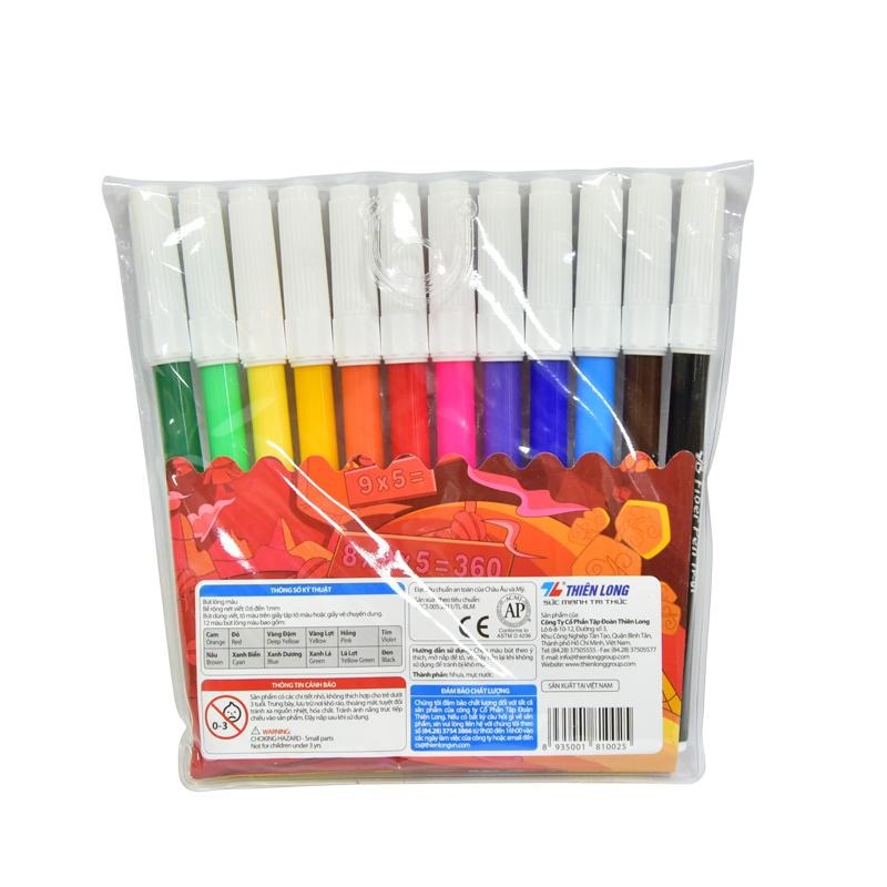 Bút dạ 12 màu Thiên Long vỉ nhựa Colokit FP-01