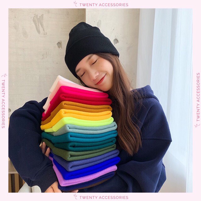 Mũ Len beanie  Màu Trơn Phong Cách Hàn Quốc