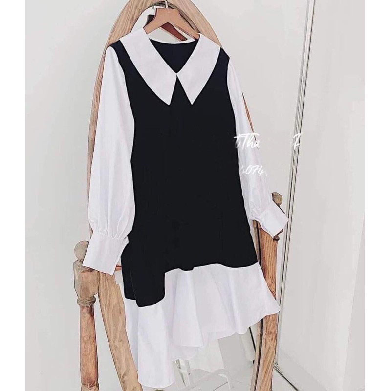 Váy đầm đuôi cá cổ sơ mi dáng xinh