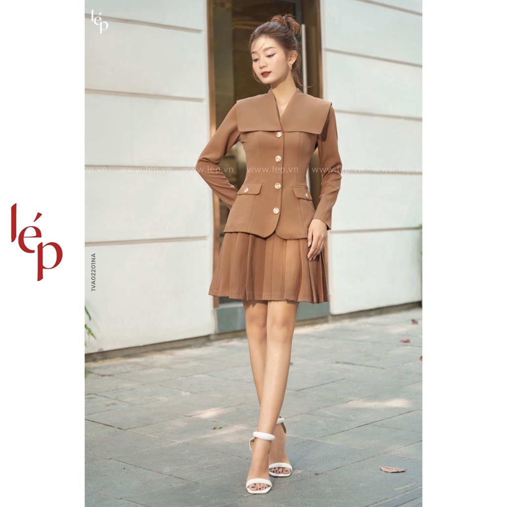 [Chỉ 10-12.10 mua 2 giảm 10%, mua 4 giảm 15%] Váy cổ cape xếp ly Lep' 1VA02201NA