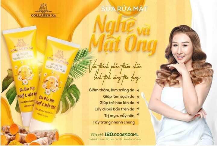 Sữa rửa mặt Nghệ và Mật ong collagen x3