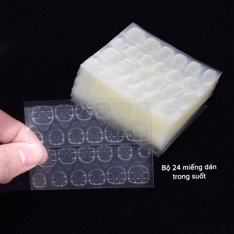 ( Loại 24 miếng dán ) Miếng keo dán móng giả bằng silicon trong suốt