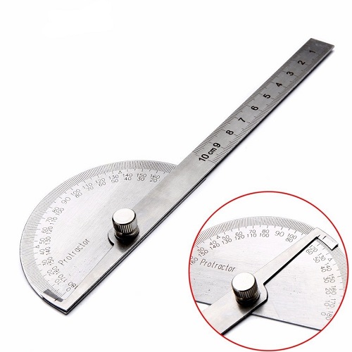 Thước thép dãy đo dài 10cm xoay 180 độ đo góc đa năng kết hợp thước đo độ và thước thẳng
