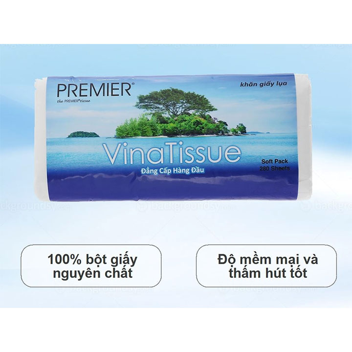 KHĂN GIẤY LỤA PREMIER VINATISSUE 2 LỚP – GÓI 280 TỜ