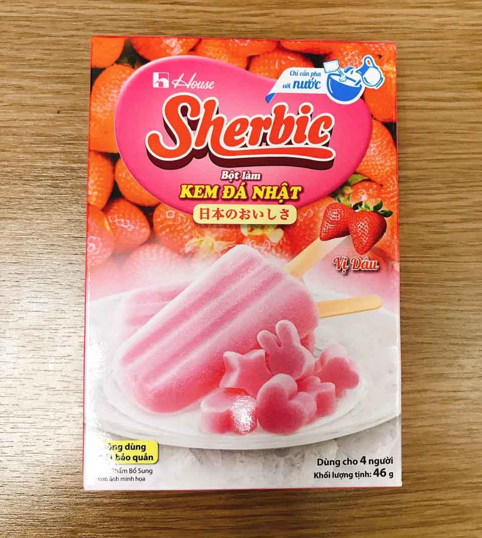 bột làm kem đá sherbic vị dâu 46gr