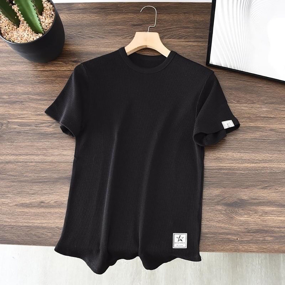 Áo phông nam tay ngắn cổ tròn chất thun cotton tổ ong co giãn 4 chiều mặc cực mát - AhStore