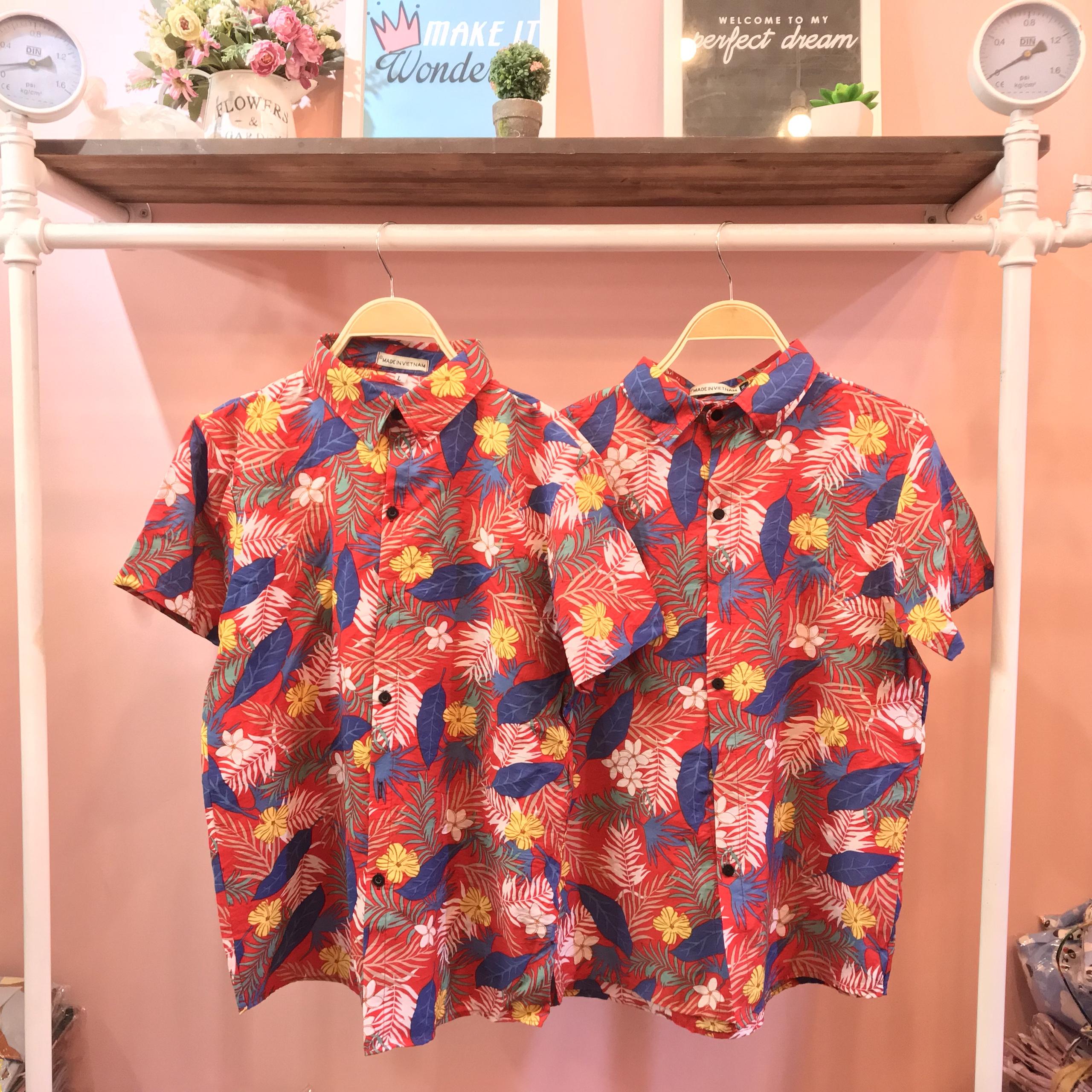 [HCM]Áo sơ mi hoa lá cây Thái Lan Áo sơ mi vải kate đũi - ALC08