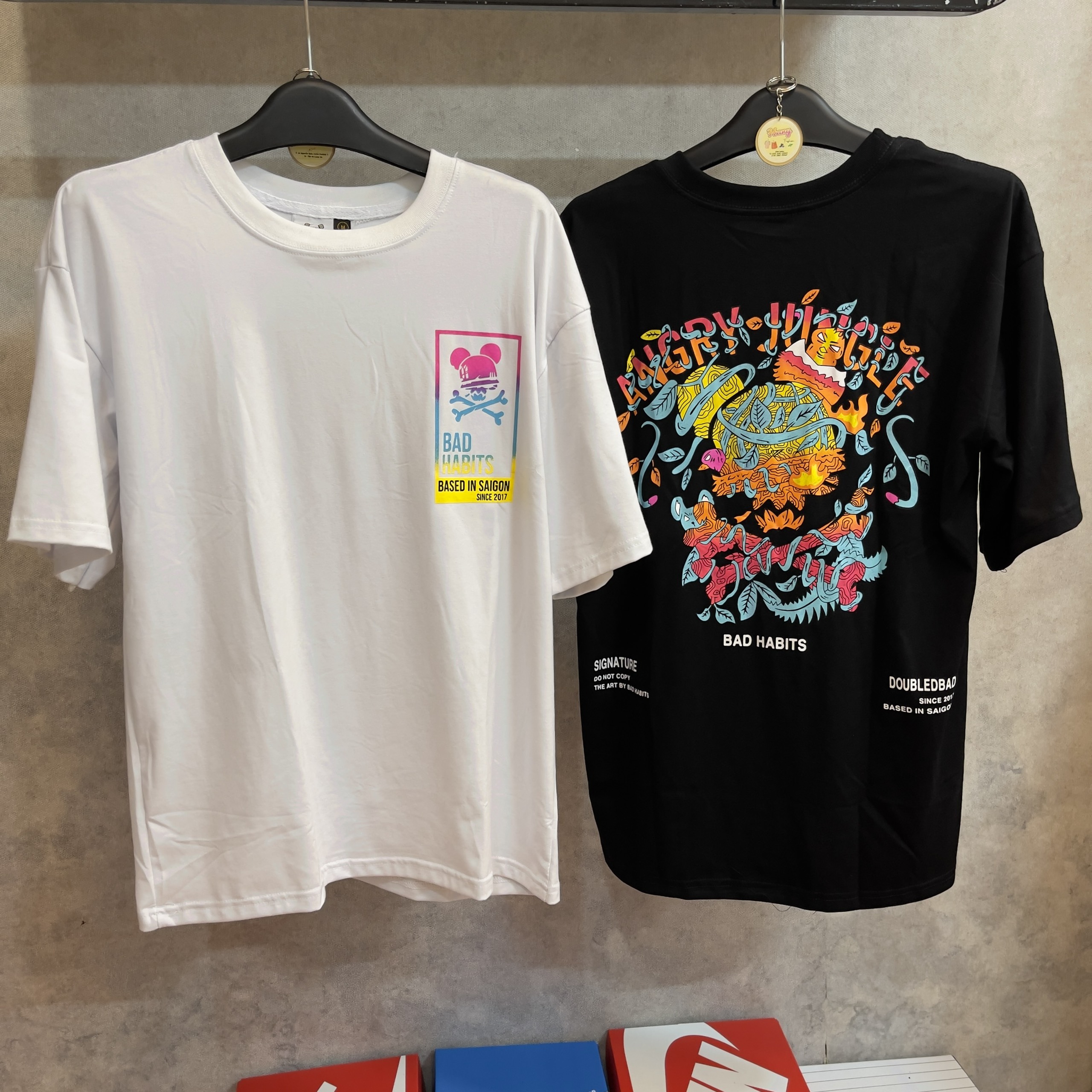 Áo thun tay lỡ form rộng Bad Habits Angry Jungle phong cách unisex cho cả nam nữ, vải cotton 100% co dãn 4 chiều, có tem mạc đầy đủ, hình in to và cực bền AL58 - Áo thun tay lỡ Unisex