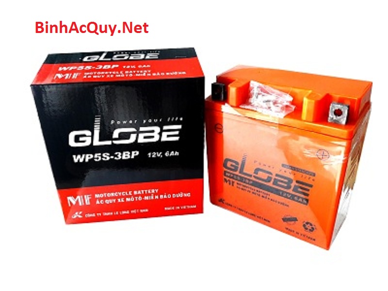 Ắc quy xe máy Globe WP5S-3BP - cho xe máy Honda Future, Wave anlpha, Sirious, Elagant