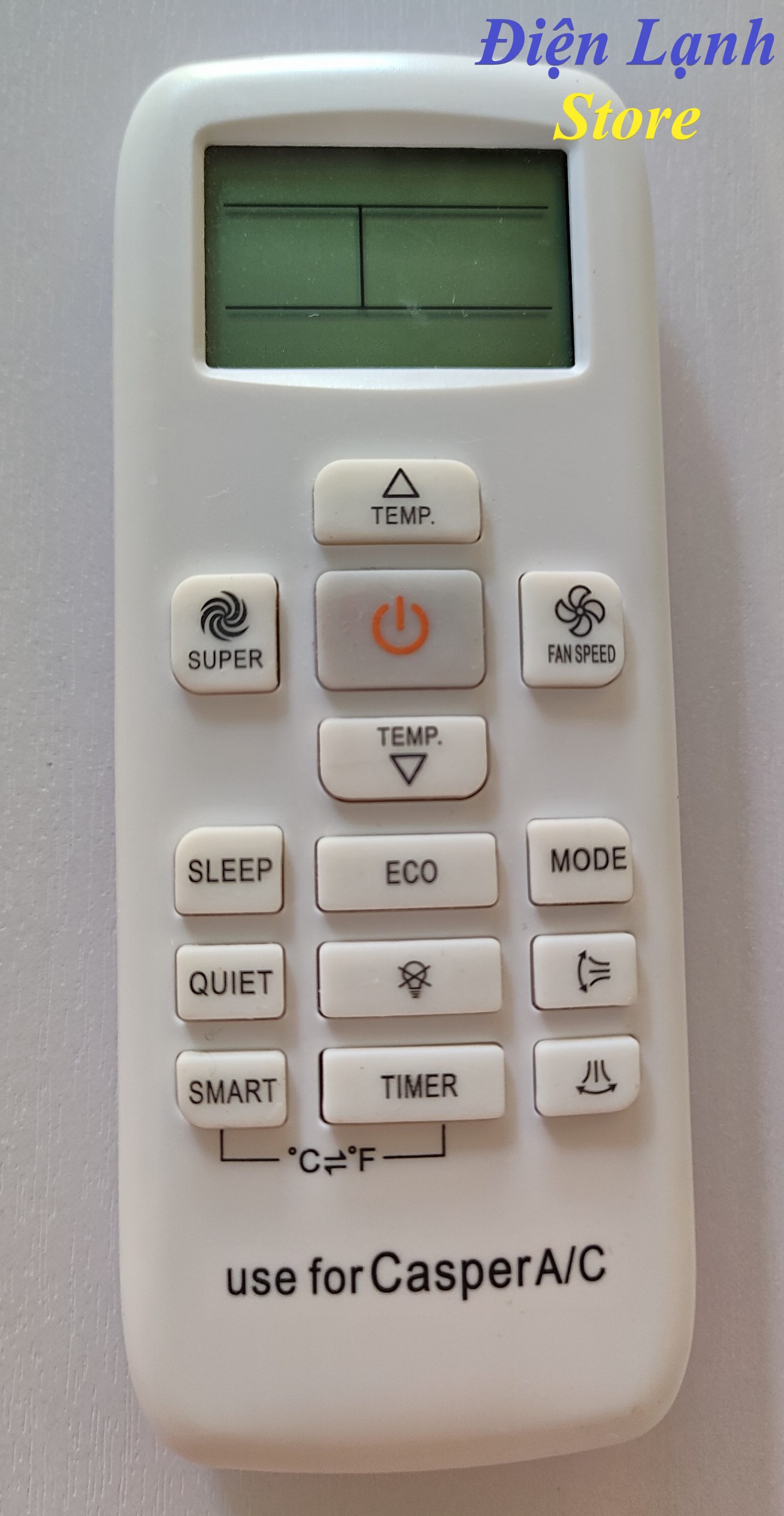Remote máy lạnh casper Đơi mới. (Tặng cặp pin).