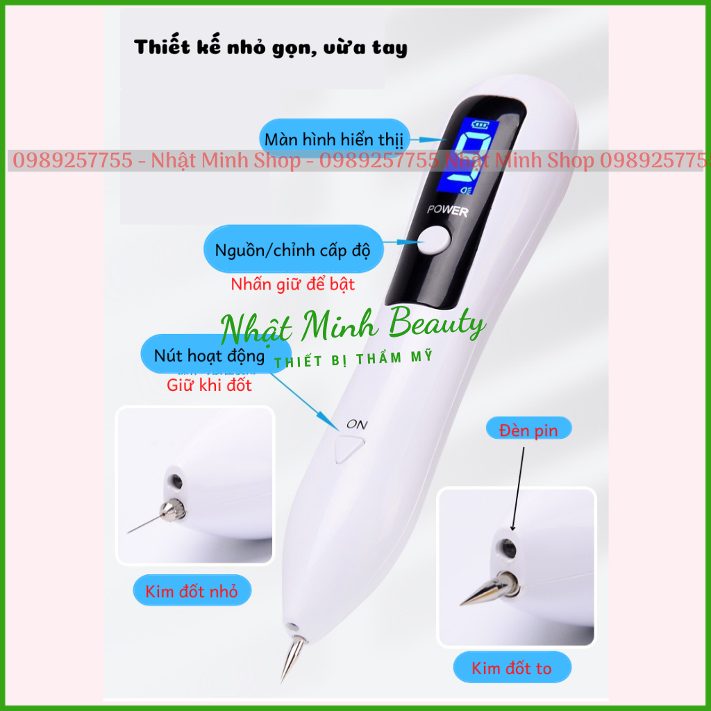 Máy đốt nốt ruồi 9 cấp, đốt hôi nách, mụn thịt có đèn pin