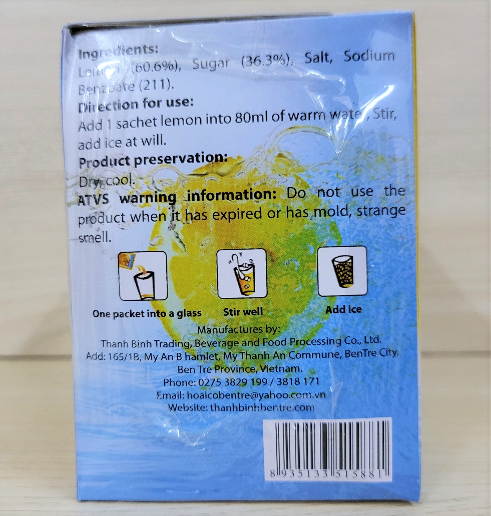 (Hộp giấy 900g [18 gói x 50g]) CHANH XÍ MUỘI (thức uống giải khát) THANH BÌNH Apricot Lemon