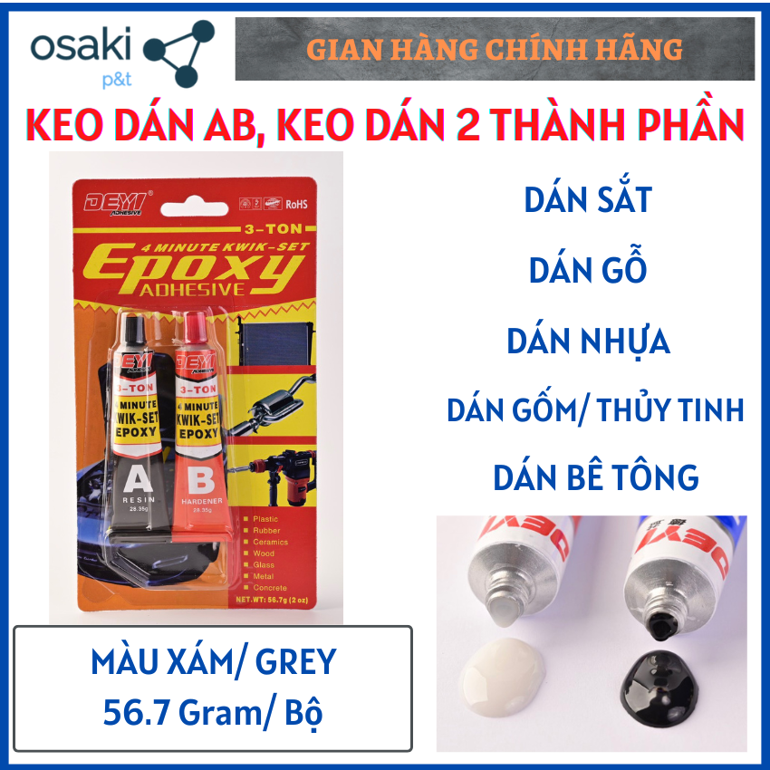 KEO DÁN AB DÁN SẮT, NHỰA, KEO EPOXY [2 Tuýp AB] - Malaysia