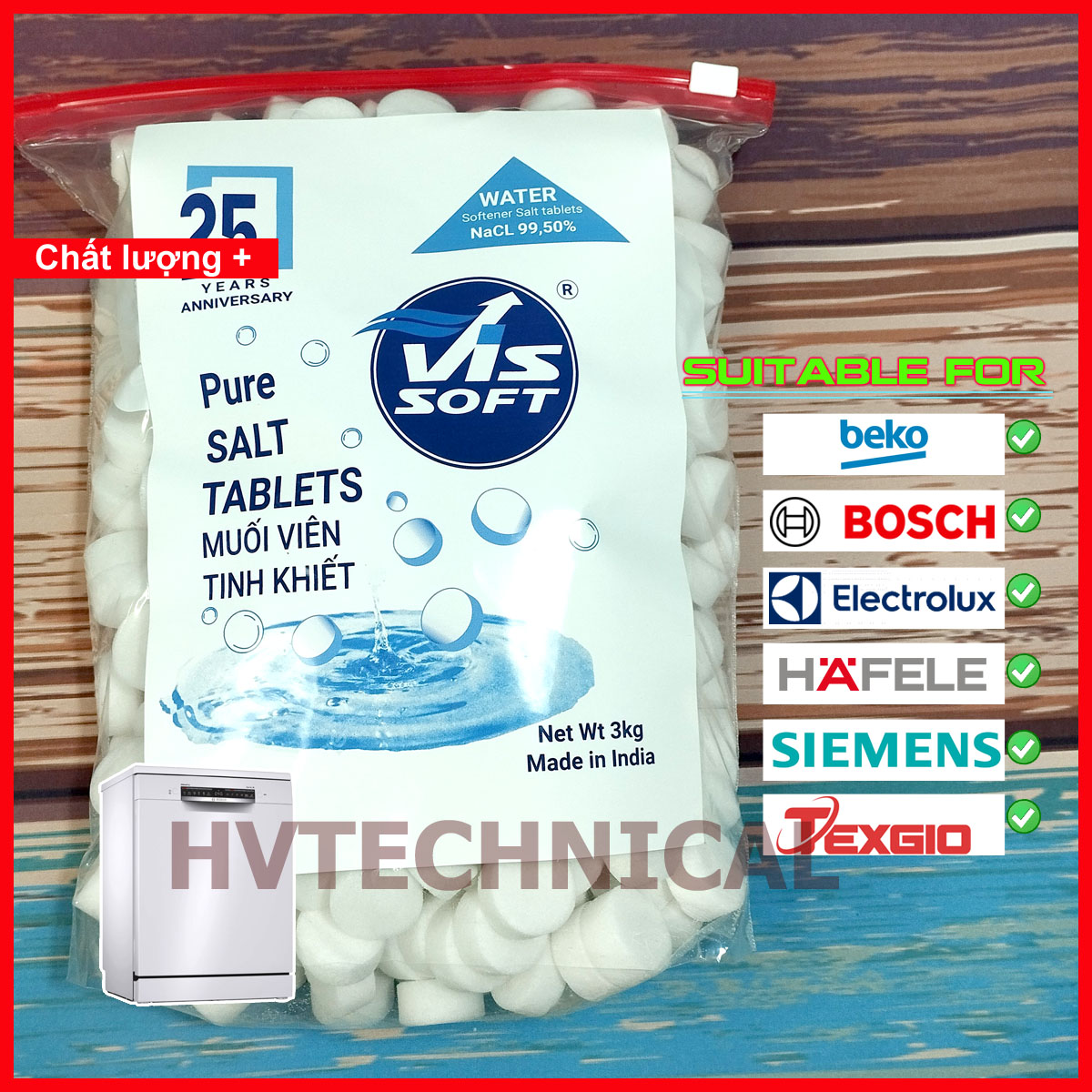 Muối cho máy rửa chén bát hàng chính hãng
