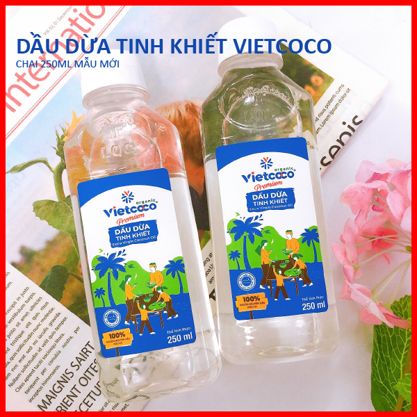 [HCM]Dầu Dừa Tinh Khiết Vietcoco Chai 250ml Mẫu Mới